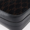 CELINE Macadam Canvas Medallion Shoulder Bag Black Gold Auth 176882-15
