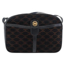 CELINE Macadam Canvas Medallion Shoulder Bag Black Gold Auth 176882-13