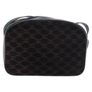 CELINE Macadam Canvas Medallion Shoulder Bag Black Gold Auth 176882-2