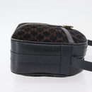 CELINE Macadam Canvas Medallion Shoulder Bag Black Gold Auth 176882-3