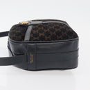 CELINE Macadam Canvas Medallion Shoulder Bag Black Gold Auth 176882-4