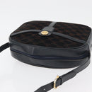 CELINE Macadam Canvas Medallion Shoulder Bag Black Gold Auth 176882-6