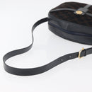 CELINE Macadam Canvas Medallion Shoulder Bag Black Gold Auth 176882-7