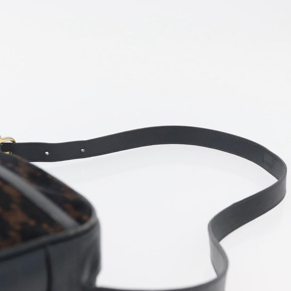 CELINE Macadam Canvas Medallion Shoulder Bag Black Gold Auth 176882