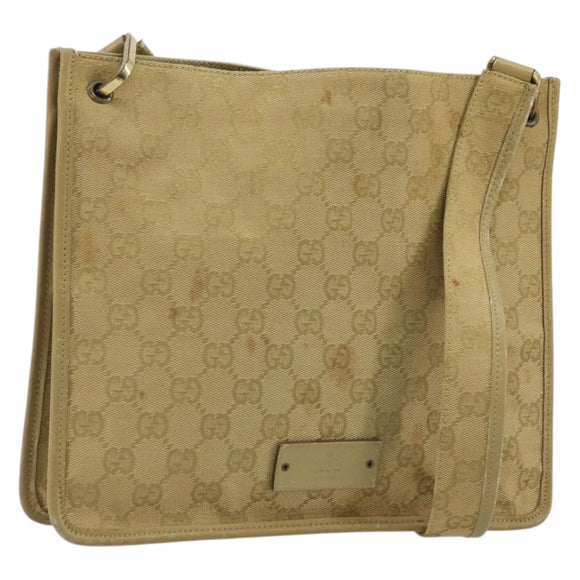 GUCCI GG Canvas Shoulder Bag Beige Gold 91762 Auth 176892