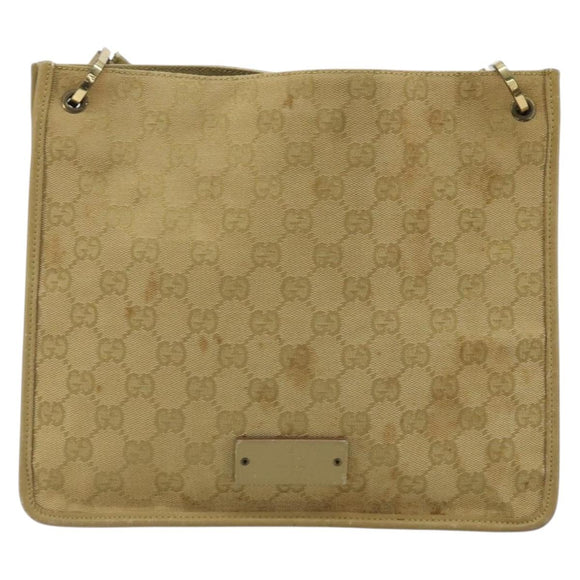 GUCCI GG Canvas Shoulder Bag Beige Gold 91762 Auth 176892