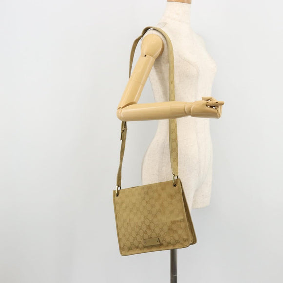 GUCCI GG Canvas Shoulder Bag Beige Gold 91762 Auth 176892