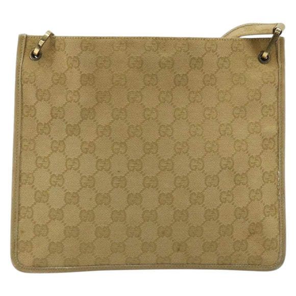 GUCCI GG Canvas Shoulder Bag Beige Gold 91762 Auth 176892