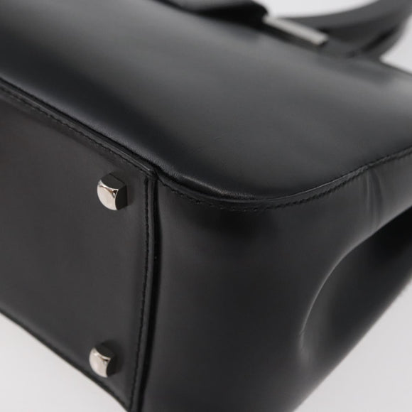 Salvatore Ferragamo Gancini Hand Bag Leather Black Silver Auth 176894A