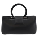 Salvatore Ferragamo Gancini Hand Bag Leather Black Silver Auth 176894A-2