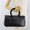 Salvatore Ferragamo Gancini Hand Bag Leather Black Silver Auth 176894A-21