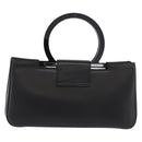 Salvatore Ferragamo Gancini Hand Bag Leather Black Silver Auth 176894A-3