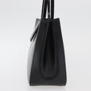 Salvatore Ferragamo Gancini Hand Bag Leather Black Silver Auth 176894A-4