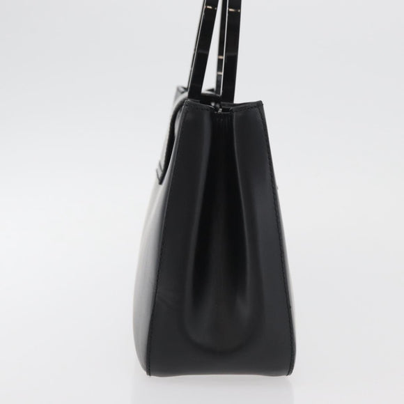 Salvatore Ferragamo Gancini Hand Bag Leather Black Silver Auth 176894A