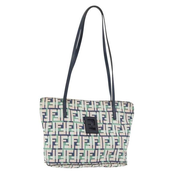 FENDI Zucca Canvas Tote Bag Green Silver Auth 176897