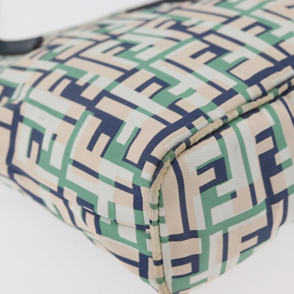FENDI Zucca Canvas Tote Bag Green Silver Auth 176897