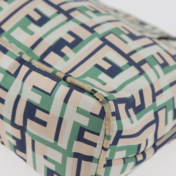 FENDI Zucca Canvas Tote Bag Green Silver Auth 176897