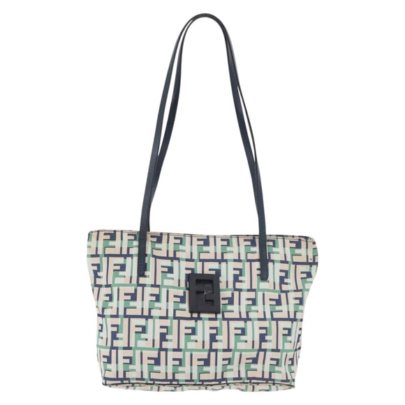 FENDI Zucca Canvas Tote Bag Green Silver Auth 176897