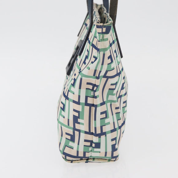 FENDI Zucca Canvas Tote Bag Green Silver Auth 176897
