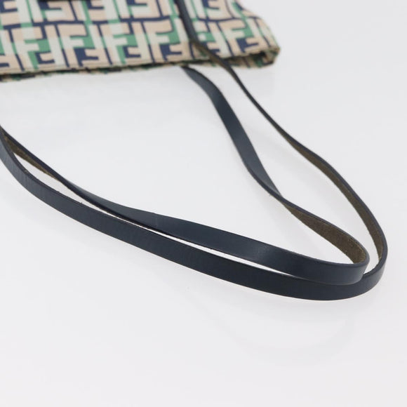 FENDI Zucca Canvas Tote Bag Green Silver Auth 176897
