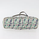 FENDI Zucca Canvas Tote Bag Green Silver Auth 176897-5