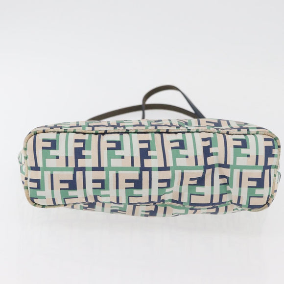 FENDI Zucca Canvas Tote Bag Green Silver Auth 176897