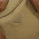 PRADA Boston Bag Nylon Silver Beige Auth 176900-17