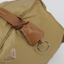 PRADA Boston Bag Nylon Silver Beige Auth 176900-10