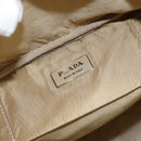 PRADA Boston Bag Nylon Silver Beige Auth 176900-19