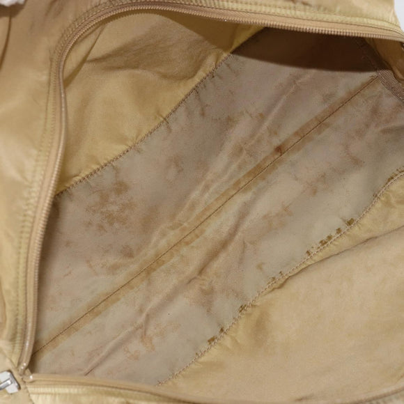 PRADA Boston Bag Nylon Silver Beige Auth 176900