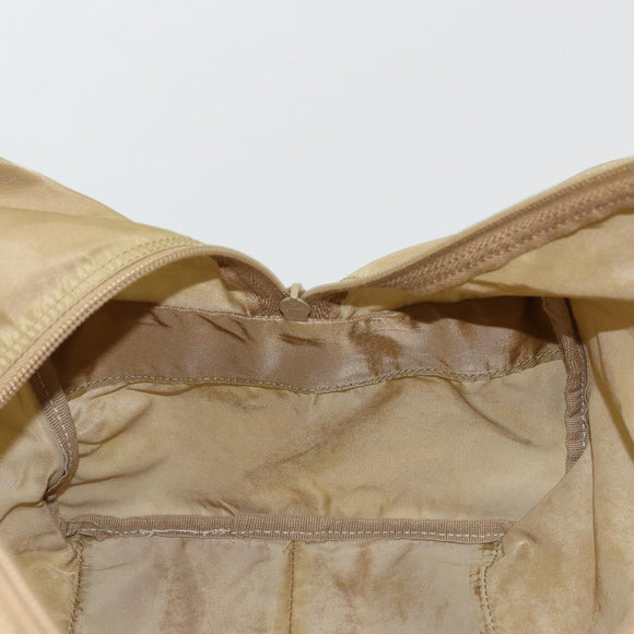 PRADA Boston Bag Nylon Silver Beige Auth 176900