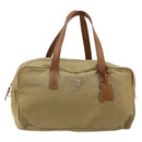 PRADA Boston Bag Nylon Silver Beige Auth 176900-13