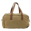 PRADA Boston Bag Nylon Silver Beige Auth 176900-2