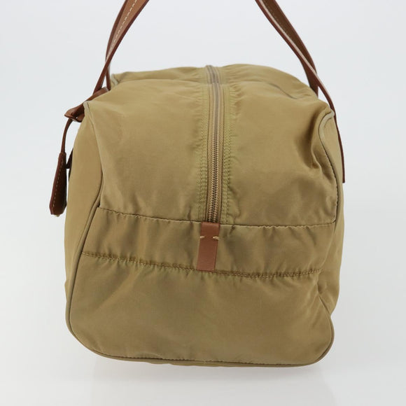 PRADA Boston Bag Nylon Silver Beige Auth 176900