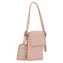 FENDI Celeria Pouch Leather Pink Silver Auth 176901A-1