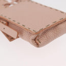 FENDI Celeria Pouch Leather Pink Silver Auth 176901A-15