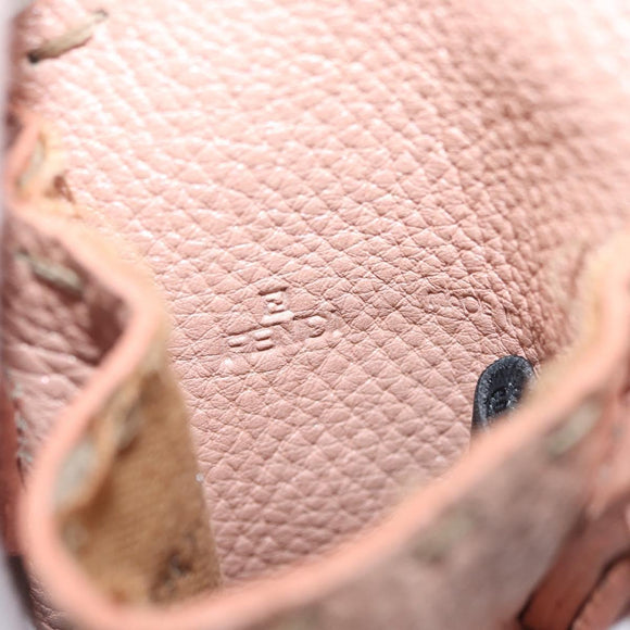 FENDI Celeria Pouch Leather Pink Silver Auth 176901A