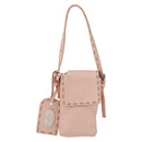FENDI Celeria Pouch Leather Pink Silver Auth 176901A-13
