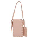 FENDI Celeria Pouch Leather Pink Silver Auth 176901A-2