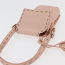 FENDI Celeria Pouch Leather Pink Silver Auth 176901A-6