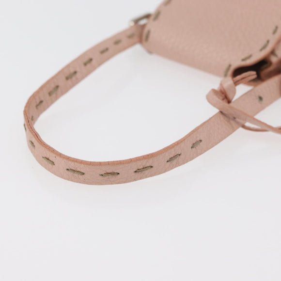 FENDI Celeria Pouch Leather Pink Silver Auth 176901A