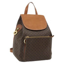 CELINE Macadam Canvas Backpack PVC Leather Brown Gold Auth 176902-1