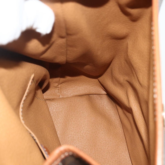 CELINE Macadam Canvas Backpack PVC Leather Brown Gold Auth 176902