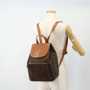 CELINE Macadam Canvas Backpack PVC Leather Brown Gold Auth 176902-24