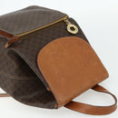 CELINE Macadam Canvas Backpack PVC Leather Brown Gold Auth 176902-6