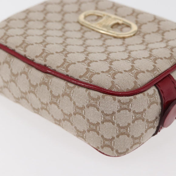 CELINE Macadam Canvas Pouch Beige Gold Auth 176903A