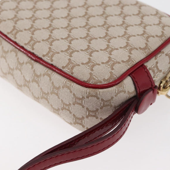 CELINE Macadam Canvas Pouch Beige Gold Auth 176903A