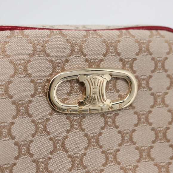 CELINE Macadam Canvas Pouch Beige Gold Auth 176903A