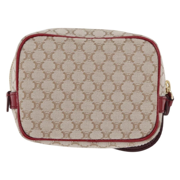 CELINE Macadam Canvas Pouch Beige Gold Auth 176903A