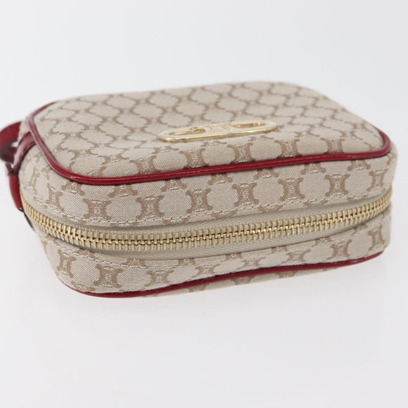 CELINE Macadam Canvas Pouch Beige Gold Auth 176903A